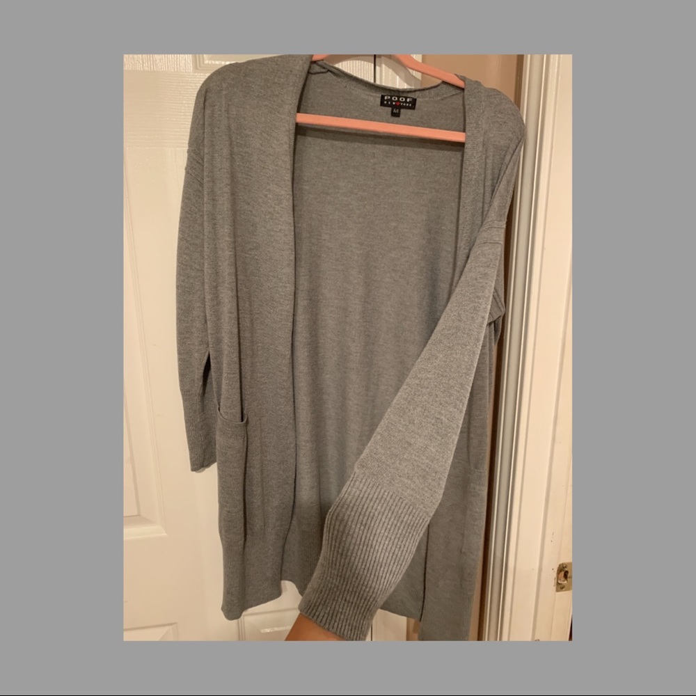 long gray cardigan